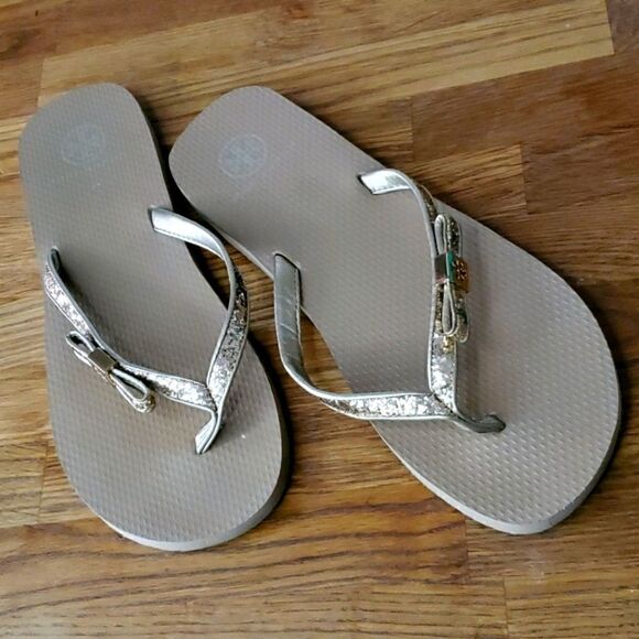 Tory Burch | Gold Sequin Flip-flops - Picture 1 of 5